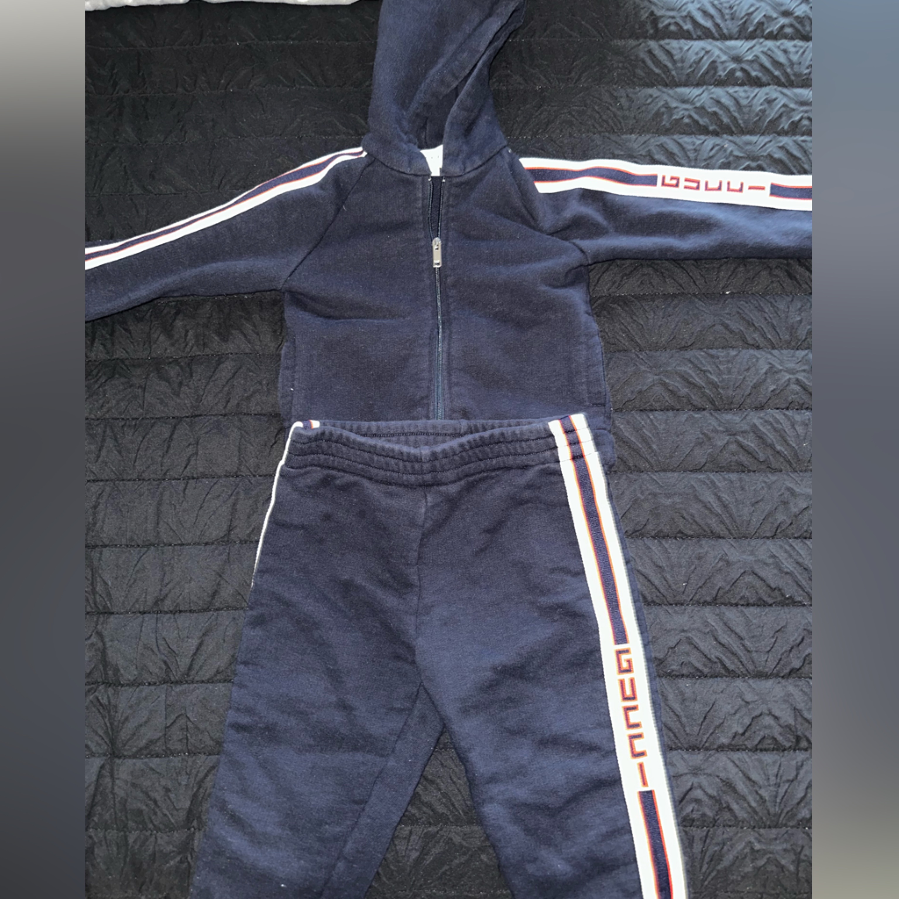 Gucci Navy Jacket With Red And White Accents